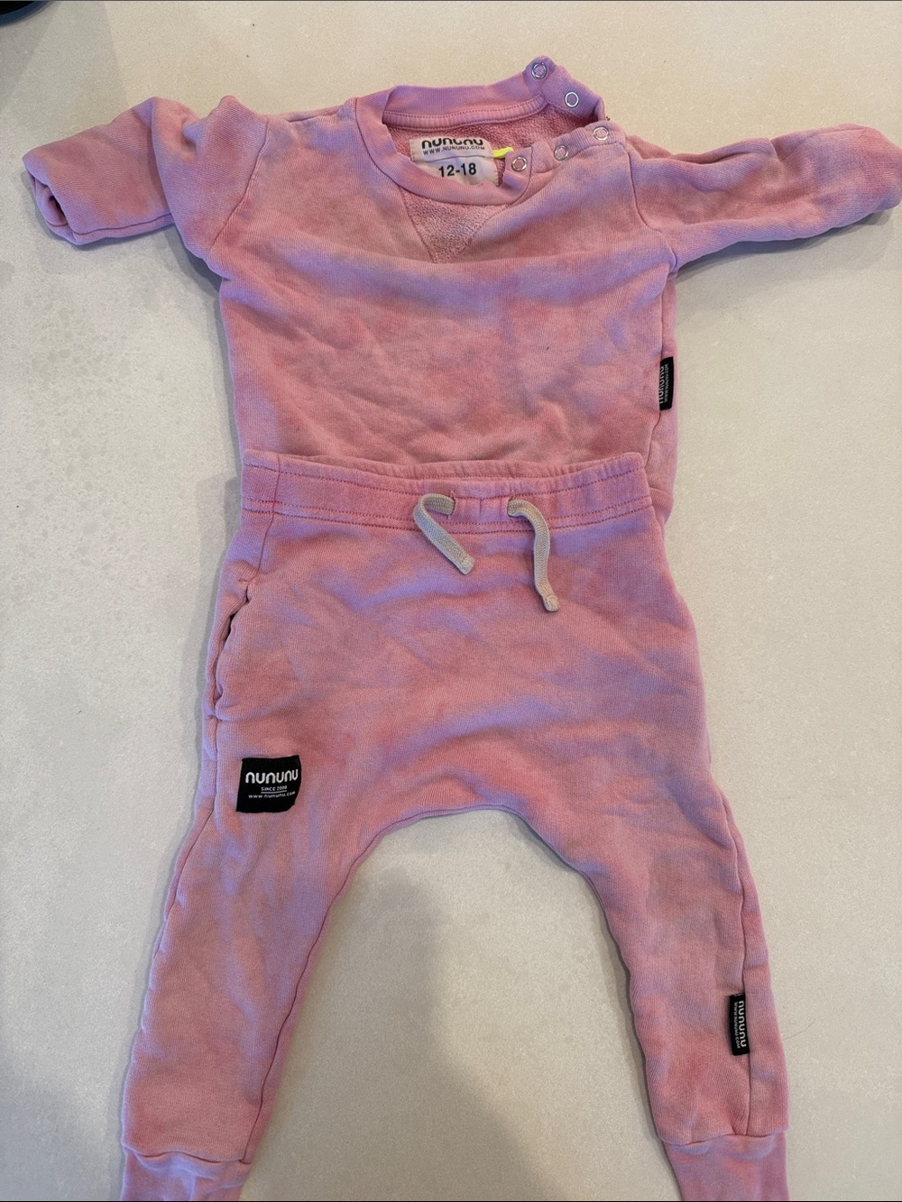 nununu Pastel Pink tie dye Sweatshirt & Joggers Set